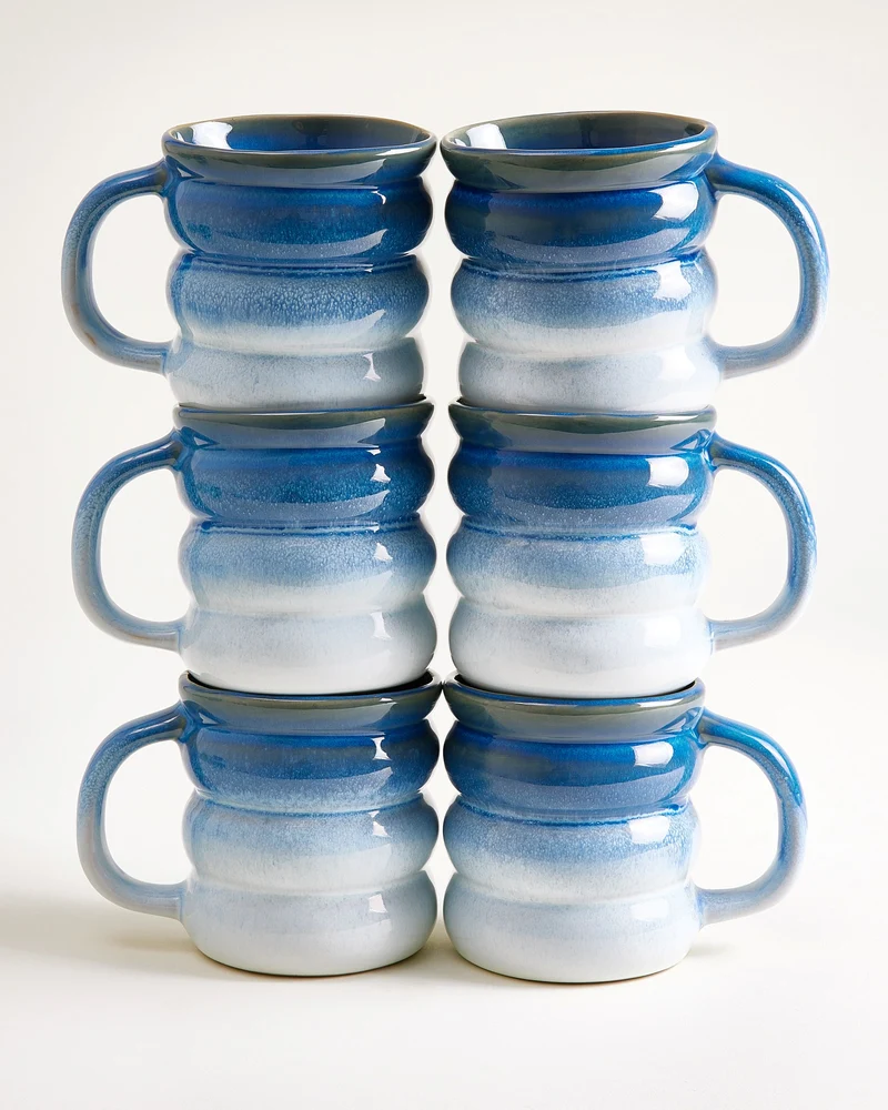 Ombra Tasse groß bubble dunkelblau hellblau 6er-Set