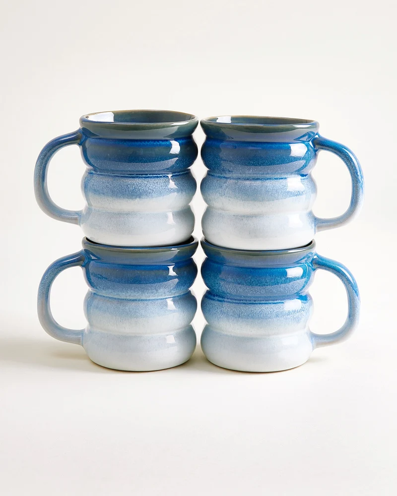 Ombra Tasse groß bubble dunkelblau hellblau 4er-Set
