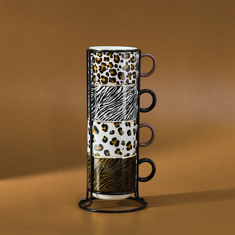 Karaca Leobra 5-teiliges Teetassen-Set mit Ständer, 160ML