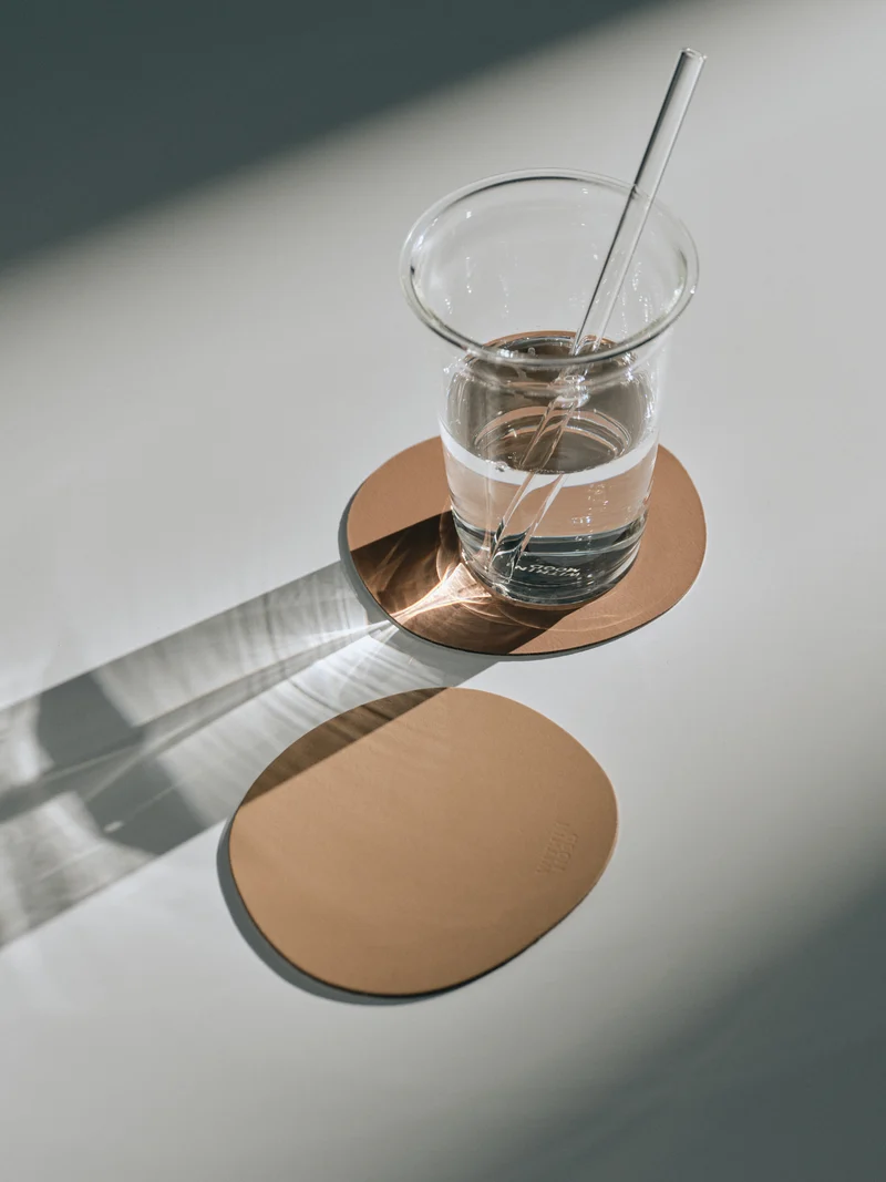 Glass Coasters, brown/ creamwhite, set of 2