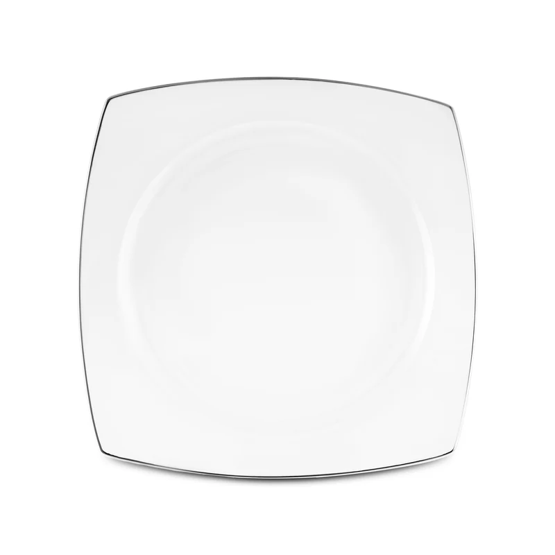 Karaca Square Bone Mensa 52-teiliges 12-Personen-Geschirrset, Platin