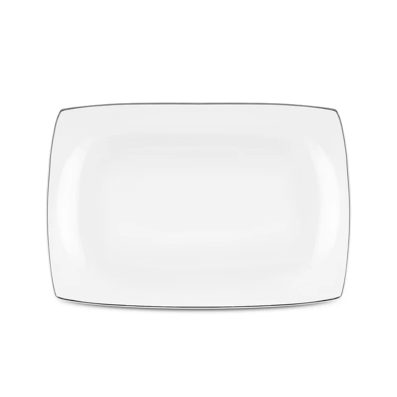 Karaca Square Bone Mensa 52-teiliges 12-Personen-Geschirrset, Platin