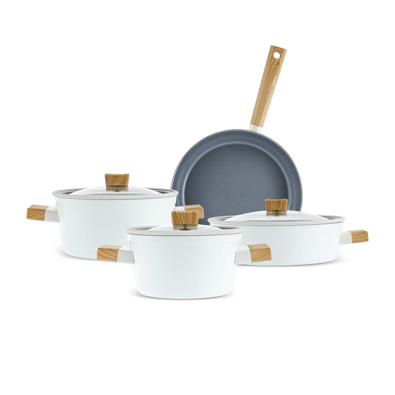 Karaca x Refika Swiss Crystal Cremiges Holz 7-teiliges Töpfe-Set