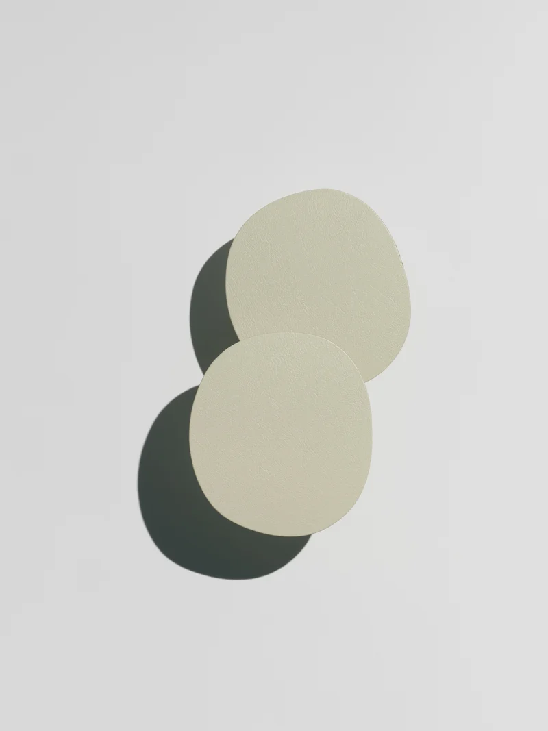 Glass Coasters, sage/ creamgreen, set of 2