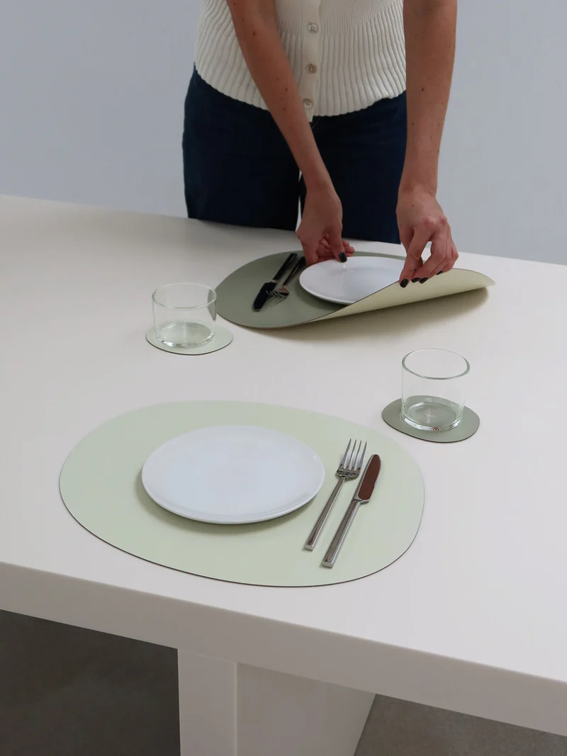 Placemats, sage/ creamgreen, set of 2
