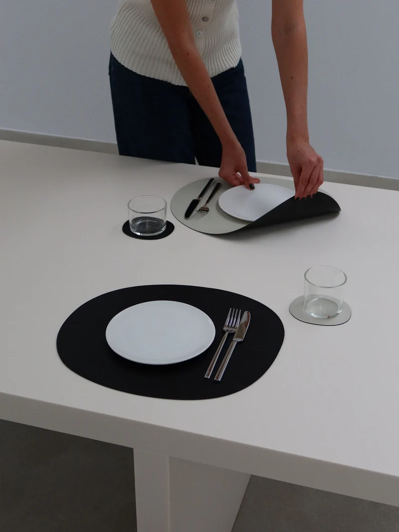 Placemats, greige/ black, set of 2