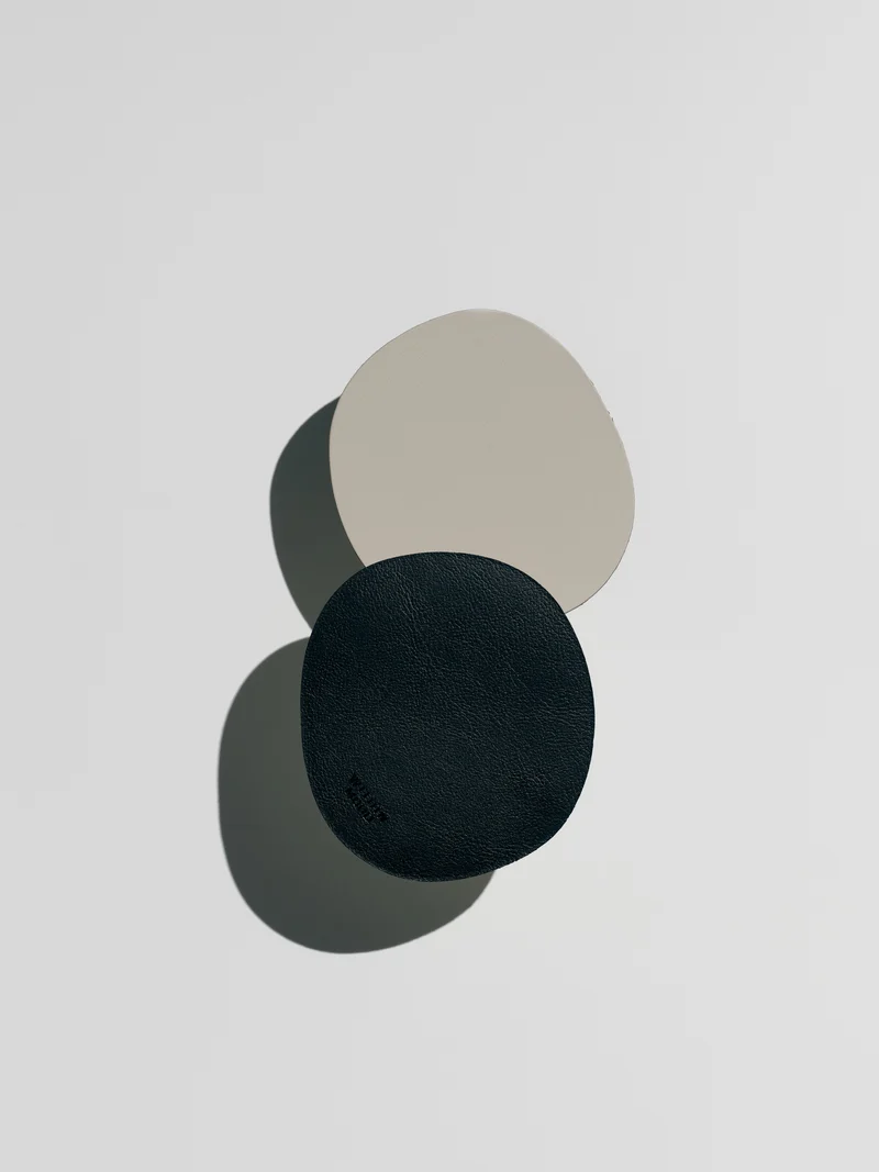 Glass Coasters, greige/ black, set of 2