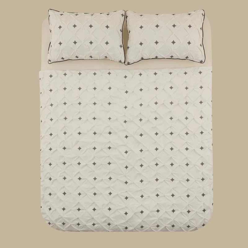Karaca Elisa Bettbezug-Set aus 100 % türkischer Baumwolle, Doppelbett, Weiß