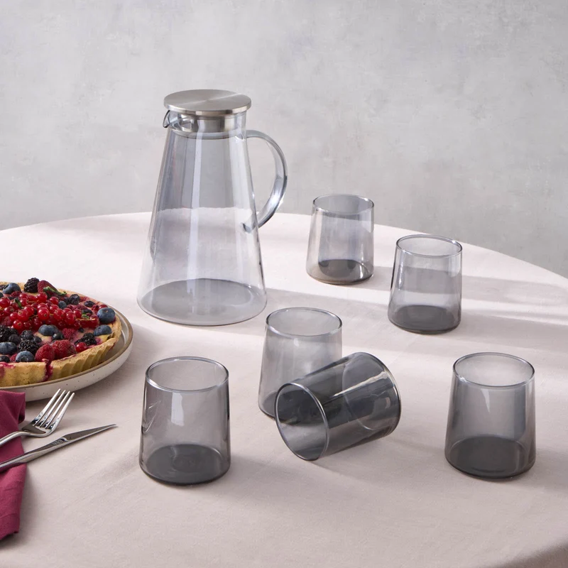 Karaca Serene 7-teiliges Gläser Set, Anthrazit