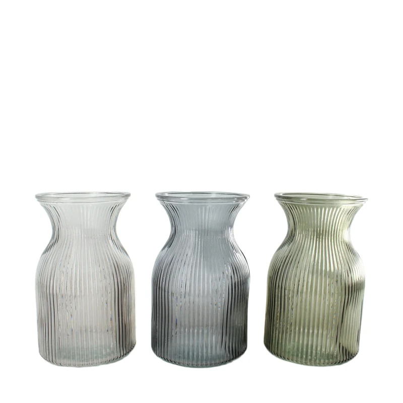 Vase glass 12x12x19.3cm 3 Mixed grey
