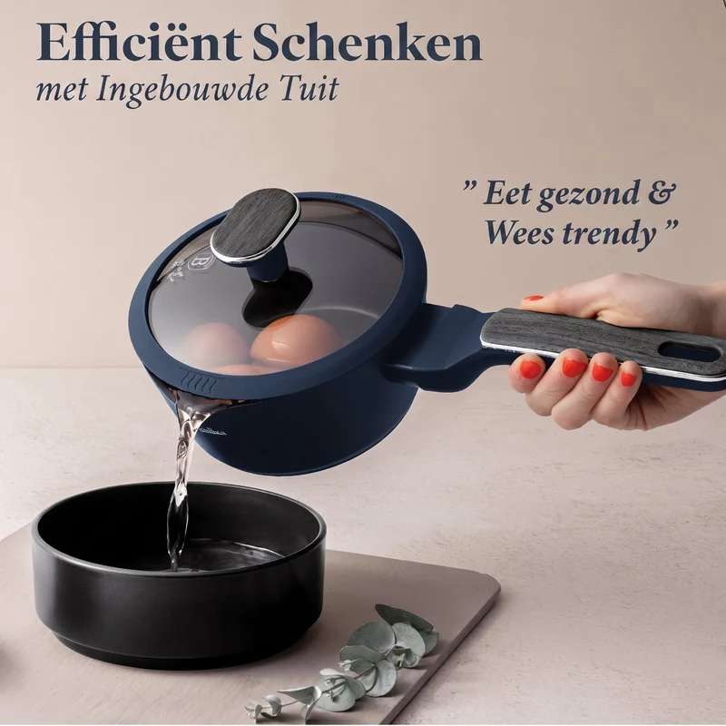 BerlingerHaus Topfset Matt Blau 11-teilig - Kochtopf ø 20, 24, 28 cm, Bratpfanne ø 24, 28 cm & Stielkasserolle ø 16 cm - Geeignet für alle Wärmequellen