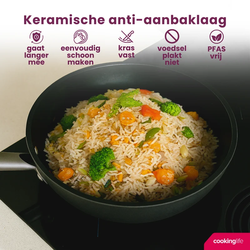 Cookinglife Wokpfanne ProForge Ø 28 cm – keramische Antihaftbeschichtung – geeignet für alle Wärmequellen