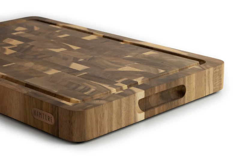 Namture Hackblock / Schneidebrett Akazie Classic - 45 x 30 cm - Holz Zubereitungsbrett