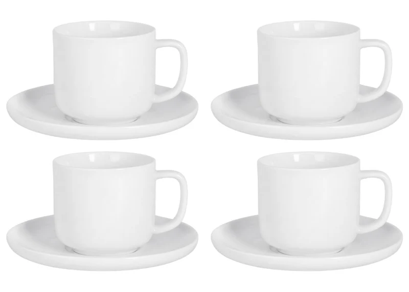 Cosy & Trendy Kaffeetassen und Untertassen Moon White 200 ml - 4 Stück