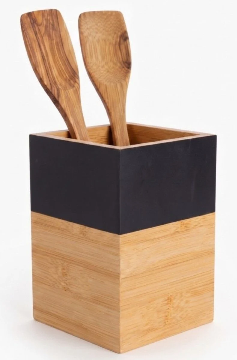 Cosy & Trendy Kochutensilienhalter Black & Wood - 10 x 10 x 14.5 cm
