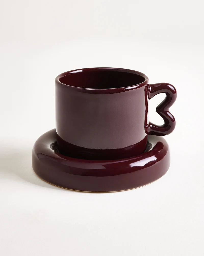 Seia Tasse & Untertasse Herz burgund