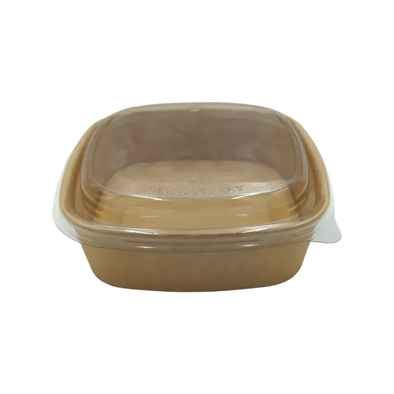 Salatschalen To Go (eckig), PLA, Papier, braun