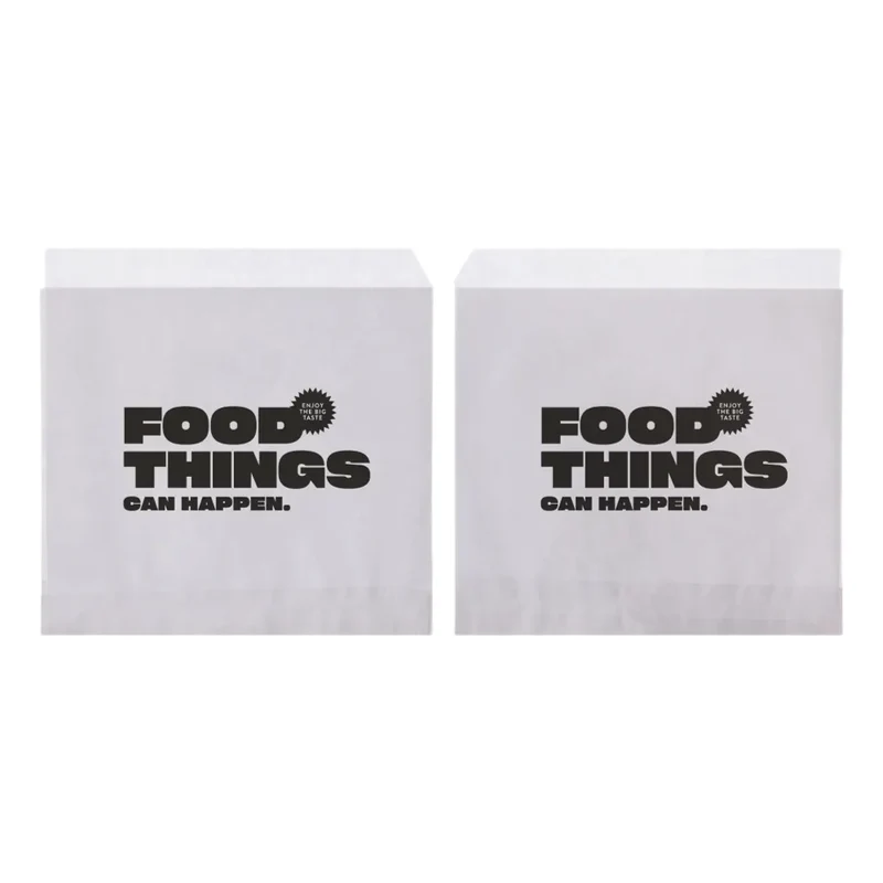Snackbeutel "Food", Kraftpapier, 2-seitig offen, 17x16cm, weiß