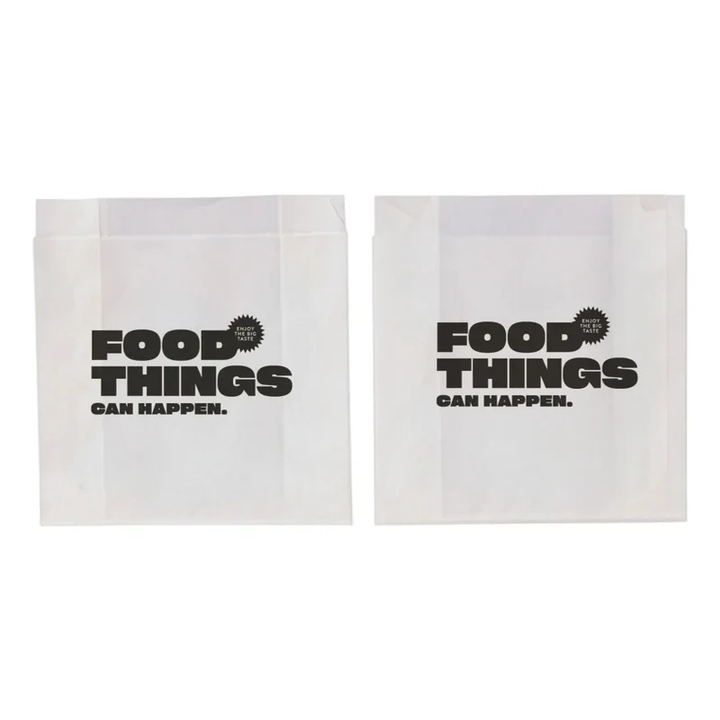 Snackbeutel "Food", Pergament-Ersatz, 1-seitig offen, 12+5x11cm, weiß