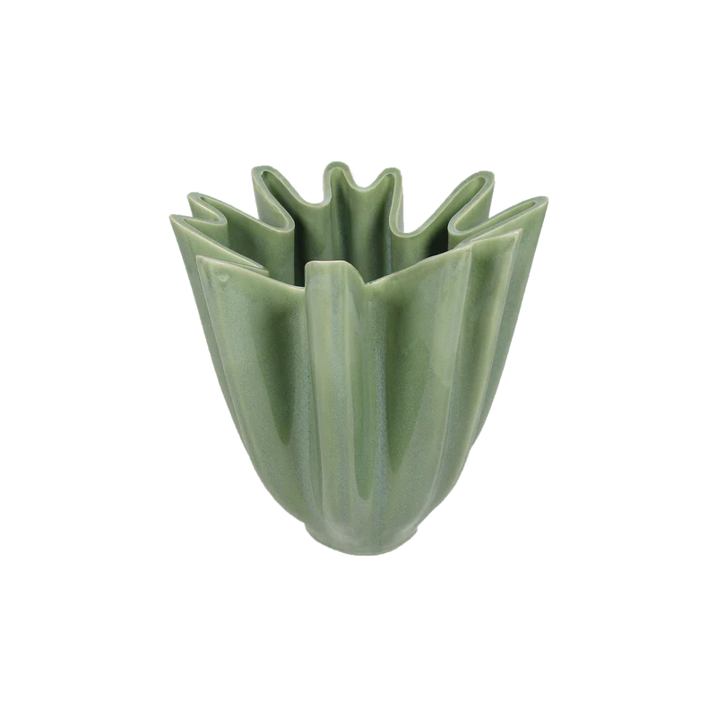 Wellige grüne Vase Ø 17,5 H 21 cm