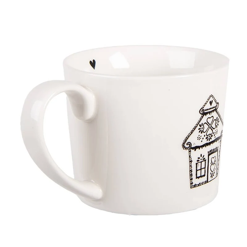 Becher 275 ml, weißes Porzellan, Lebkuchenhaus