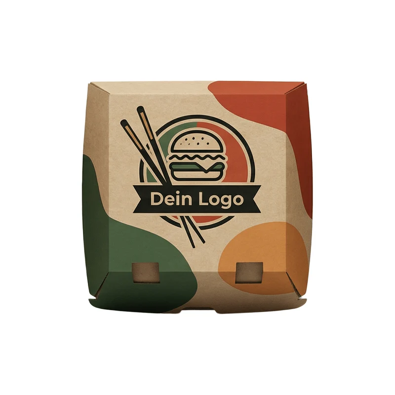Burgerbox Kraftkarton 16,8 x 15,8 x 9,8cm Braun 1 - 4 Farb. dein Design 100% Druckfläche