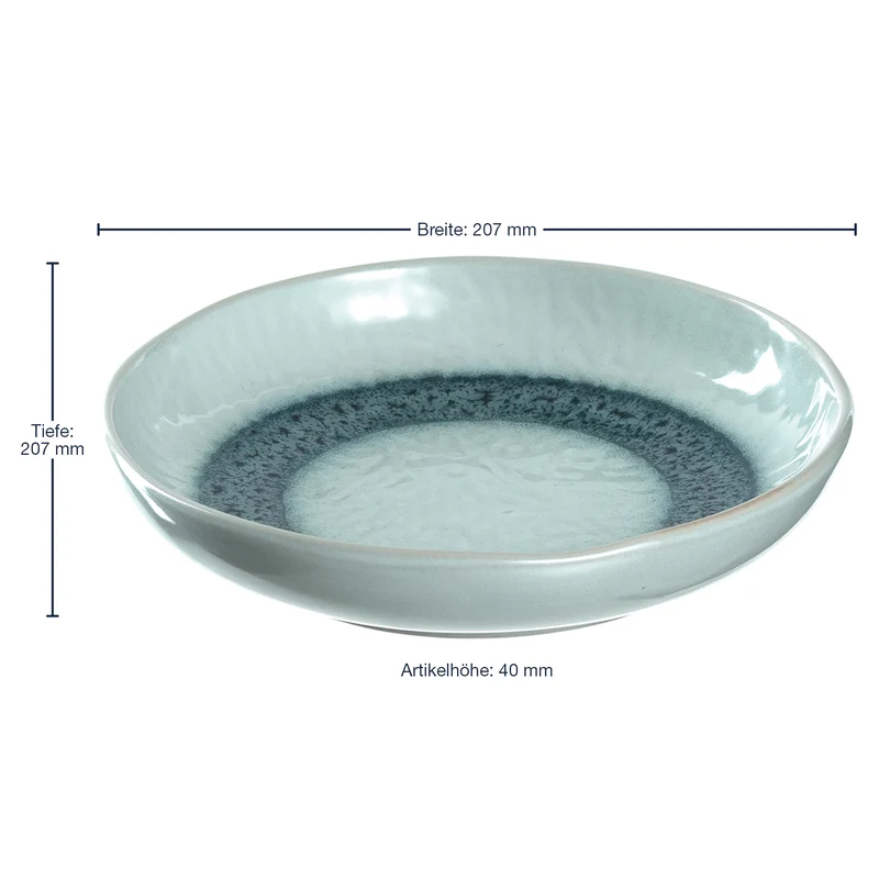 Keramikteller MATERA 21 cm blau tief 6er-Set