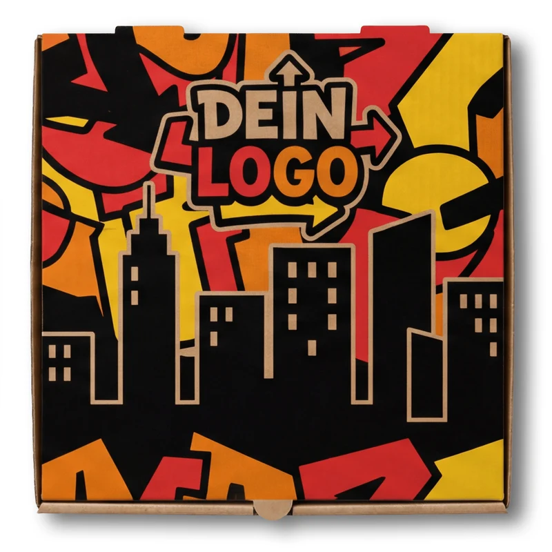 New York Pizzakarton Braun 1 - 4 farb. dein Design, ≤100% Druckfläche