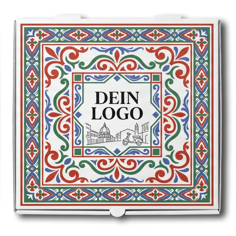 Model C Pizzakarton Weiß 1 - 4 farb. dein Design, ≤100% Druckfläche