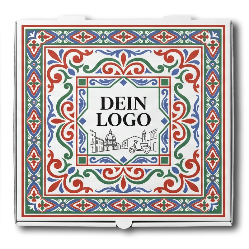 Model C Pizzakarton Weiß 1 - 4 farb. dein Design, ≤100% Druckfläche
