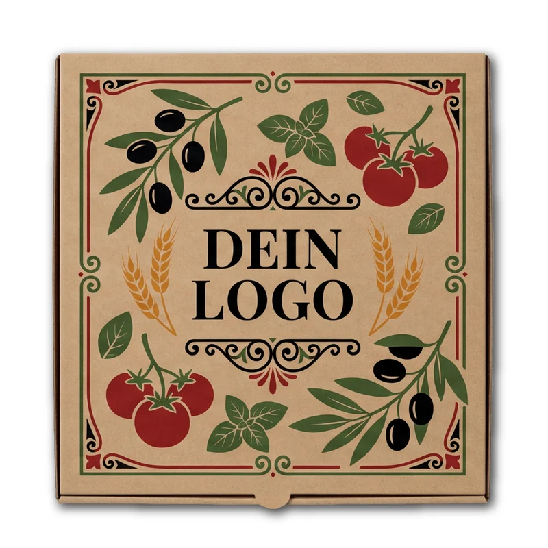 Francia Pizzakarton Braun 1 - 4 farb. dein Design, ≤70% Druckfläche