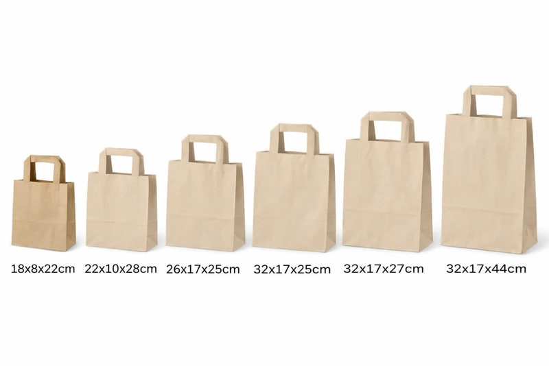250x Papiertragetaschen 18x8x22cm Kraftpapier braun 70g/m XS