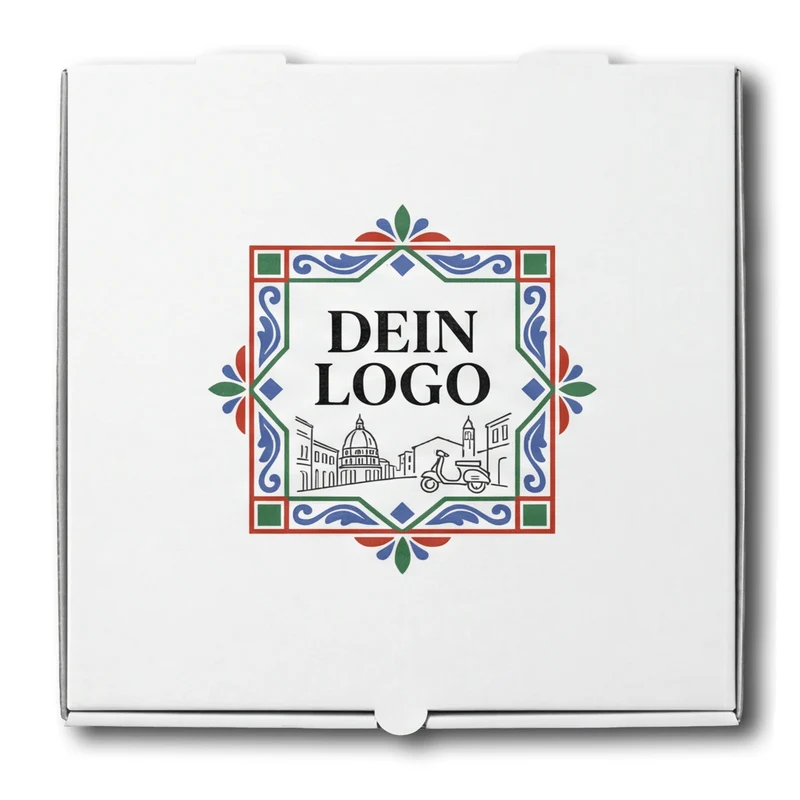 Model C Pizzakarton Weiß 1 - 4 farb. dein Design, ≤35% Druckfläche
