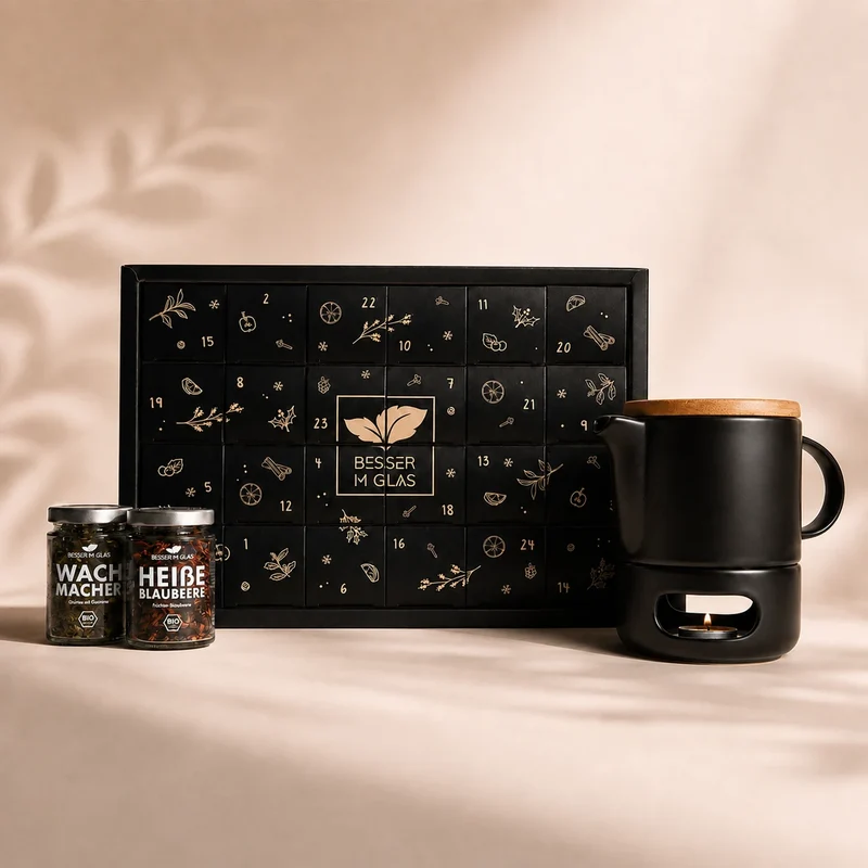 Tee Adventskalender mit Keramik Teekannenset