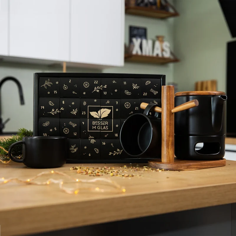Tee Adventskalender mit Keramik Teekannenset