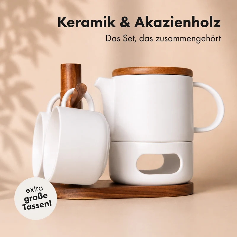 Tee Adventskalender mit Keramik Teekannenset