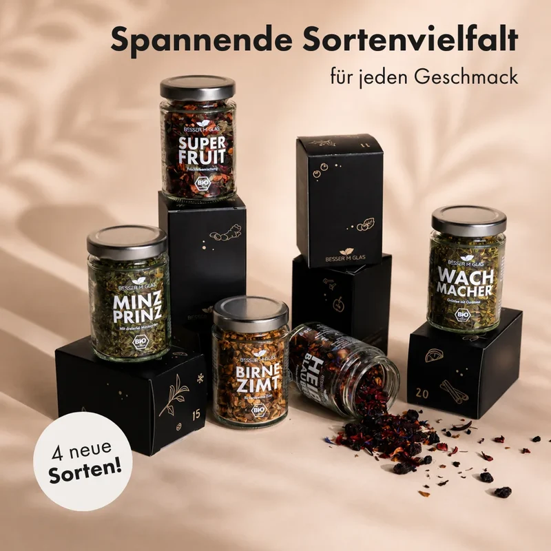 Tee Adventskalender mit Keramik Teekannenset