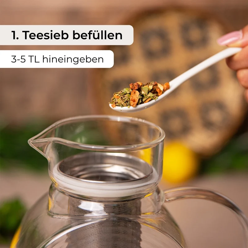 Glas Eisteekaraffe für Kühlschrank (1,5L)
