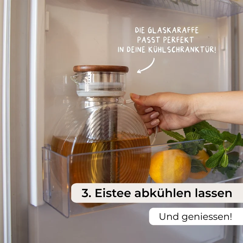 Glas Eisteekaraffe für Kühlschrank (1,5L)