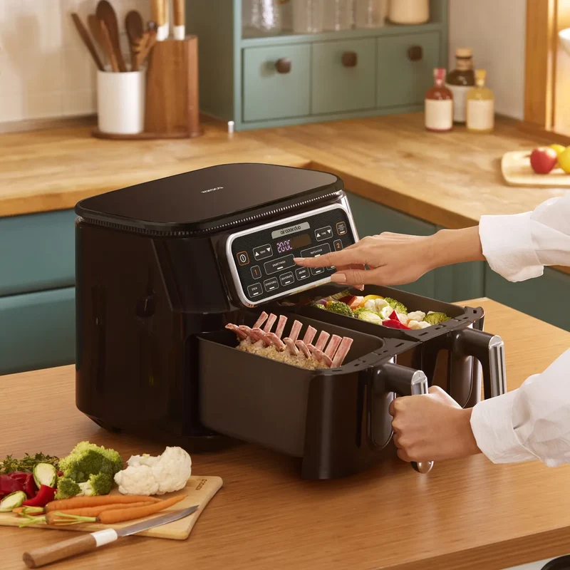 Karaca Air Cook Duo Heißluftfritteuse XXXL 8 Liter, Black Chrome, 8 Personen, 2500W