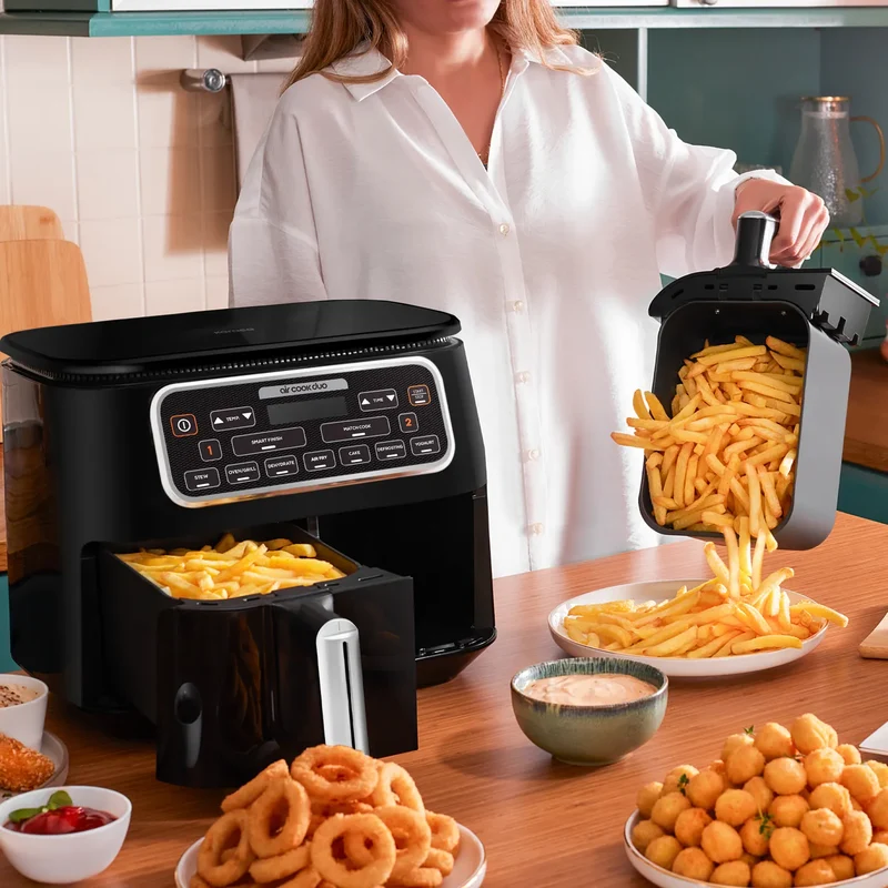 Karaca Air Cook Duo Heißluftfritteuse XXXL 8 Liter, Black Chrome, 8 Personen, 2500W