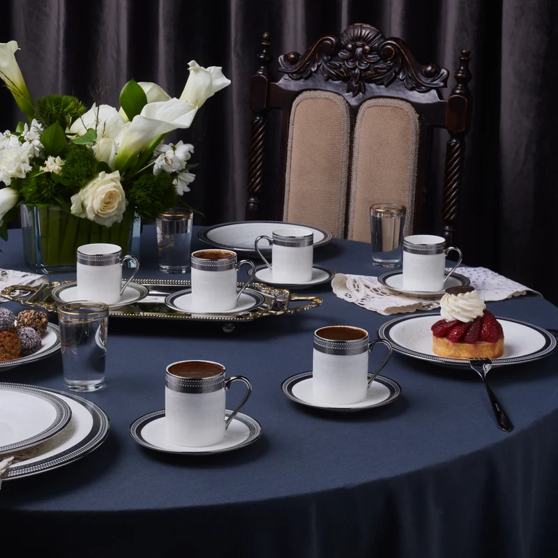 Karaca Royal Bone Kate Kaffeetassen-Set für 6 Personen, 90 ml