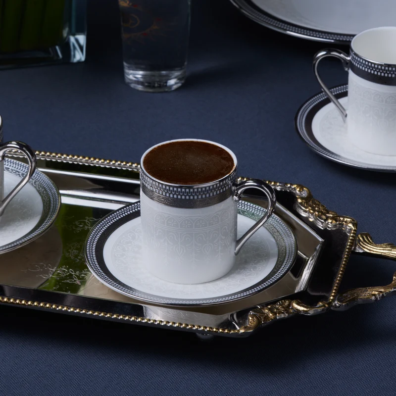 Karaca Royal Bone Kate Kaffeetassen-Set für 6 Personen, 90 ml