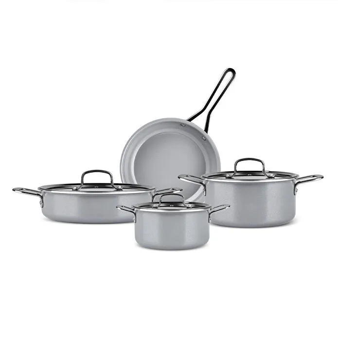 Karaca Swiss Crystal Kochgeschirrset, 7-teilig, Grau