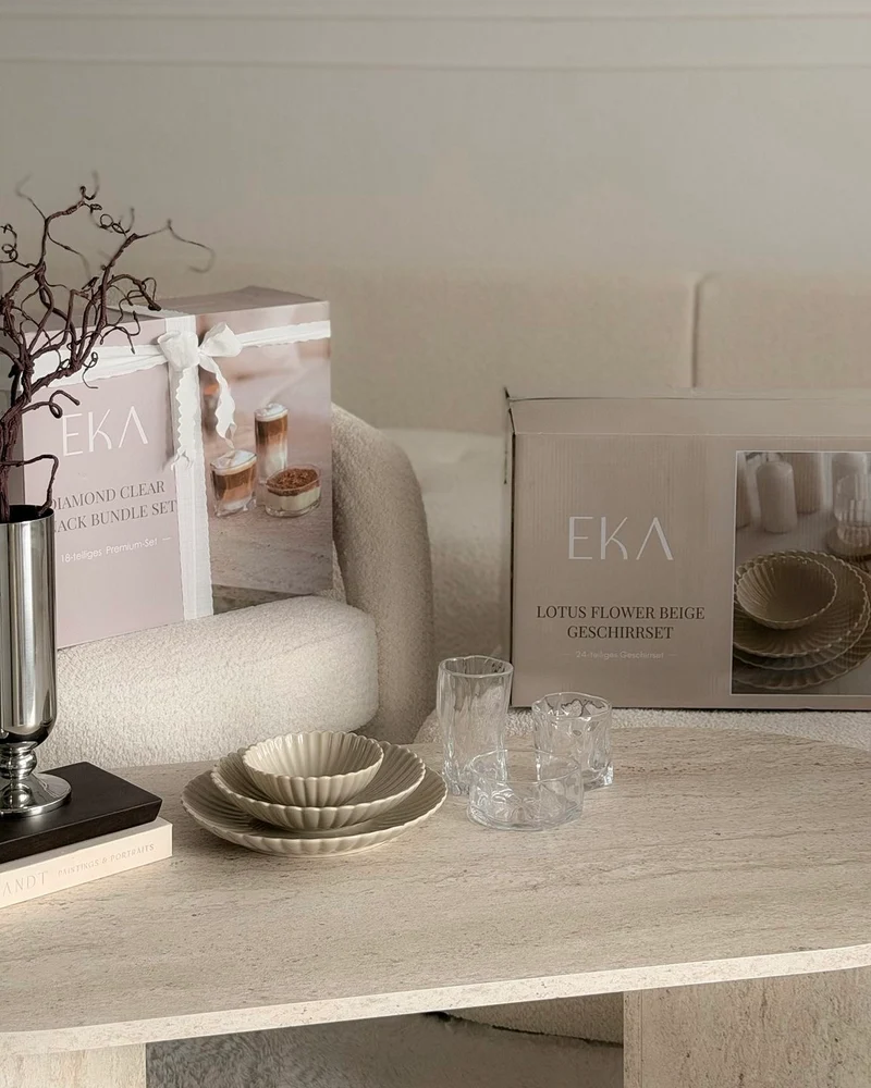 Lotus Beige Flower Teller-Set x Diamond Clear Snack Bundle Set