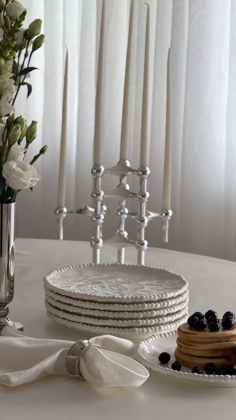 Pearly White Kuchenteller 6er Set