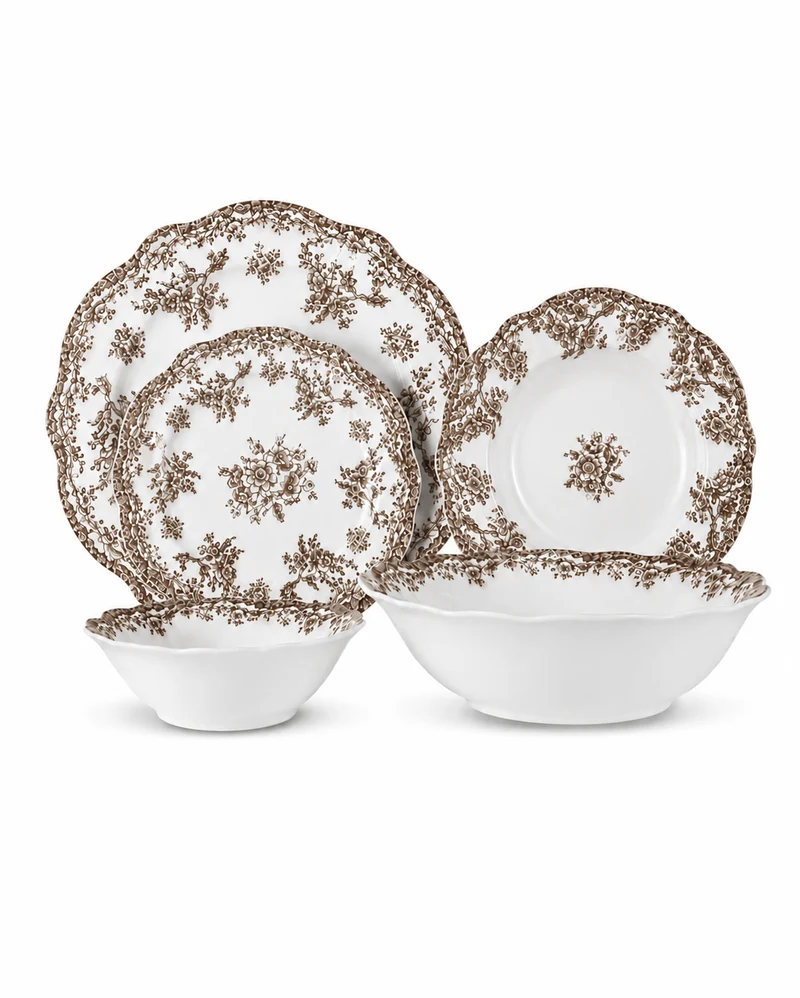 Vintage Brown Teller - Set 25-Teilig