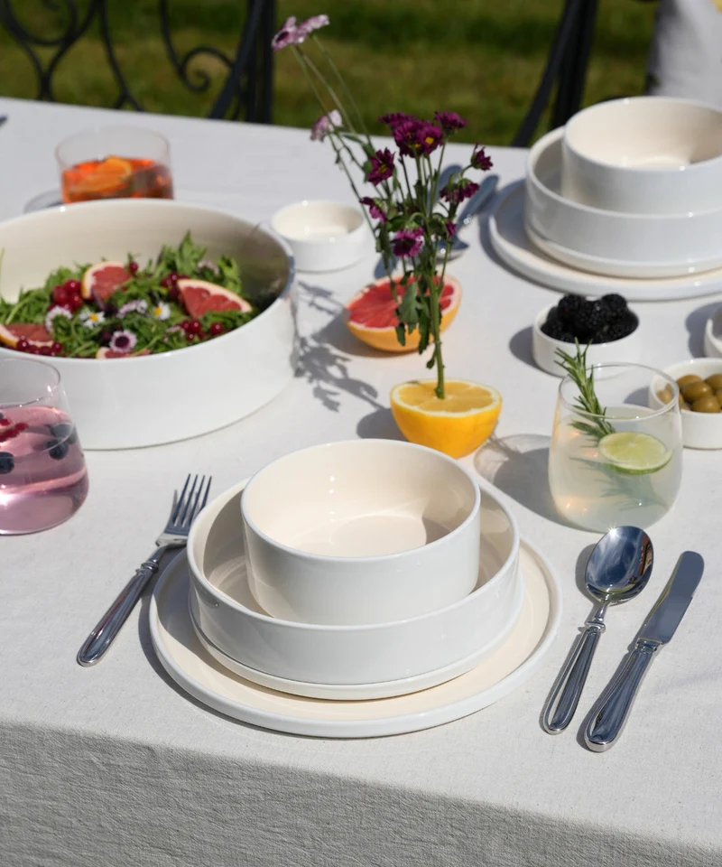 Noa Beige White 24 - teiliges Geschirrset