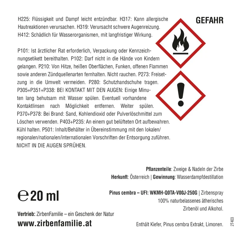 ZirbenSpray 20 ml