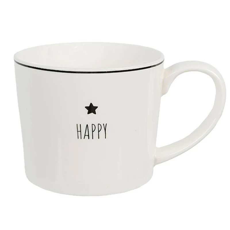 Becher 275 ml Weißes Porzellan Stern Happy